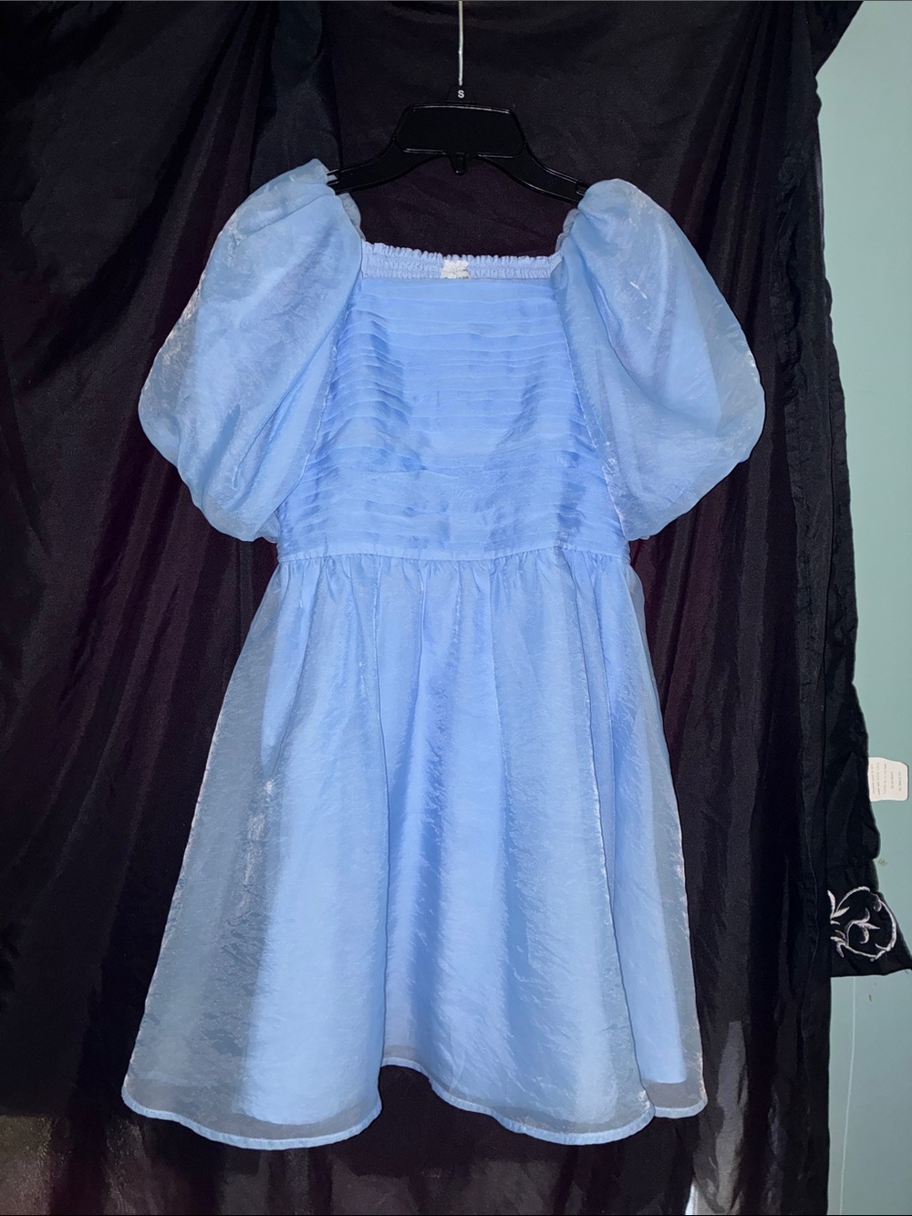 Abercrombie & Fitch Light Blue Puff-Sleeve Party Dress